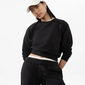 Athleta Easy Fleece Relaxed Crew Sweatshirt - Black